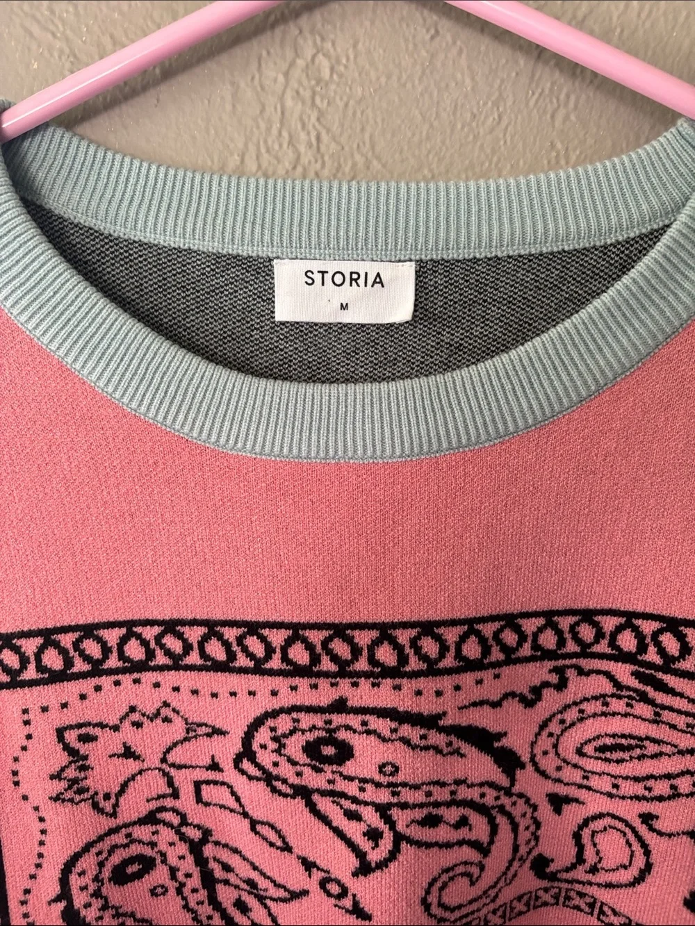 Storia Pink and Light Blue Bandana-Print Crewneck Sweater - Picture 3 of 3